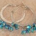Blue Crystal Hoop Earrings, Sterling Silver, Swarovski, Carribean Blue Opal, 2xAB, Hammered, Wire Wrapped, Handmade Jewelry, DDurda