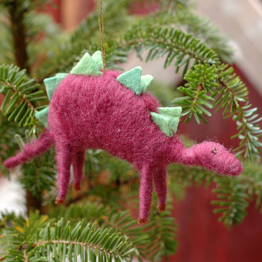SHIPS for XMAS Stegosaurus - Needle Felted Christmas Ornament