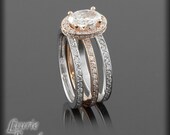 14kt Rose Gold GIA Certified Oval Diamond Engagement Ring with Two Eternity Wedding Bands - LS2425