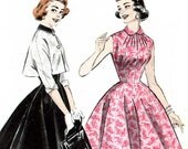 Vintage 1950s Flattering Full Skirt Dress & Jacket Pattern- Size 12- Bust 30- Butterick 7243