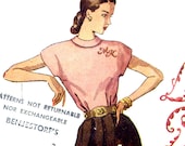 Vintage 1940s Blouse Pattern with Embroidery Transfer- Size 14, Bust 32- Simplicity 2311