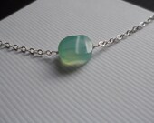 Seafoam Aqua Blue Chalcedony Sterling Silver Choker Necklace