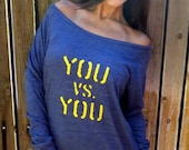 You Vs. You. Eco-Heather Crop Raglan size MEDIUM