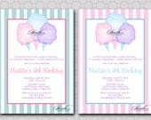 Cotton Candy Birthday Invitation - Printable Birthday invitation  - digital