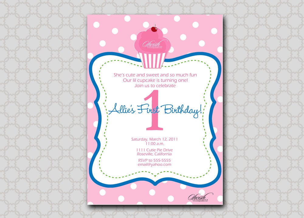 Cupcake Birthday Party Invitation - Digital Birthday Invite - printable party Il_570xn