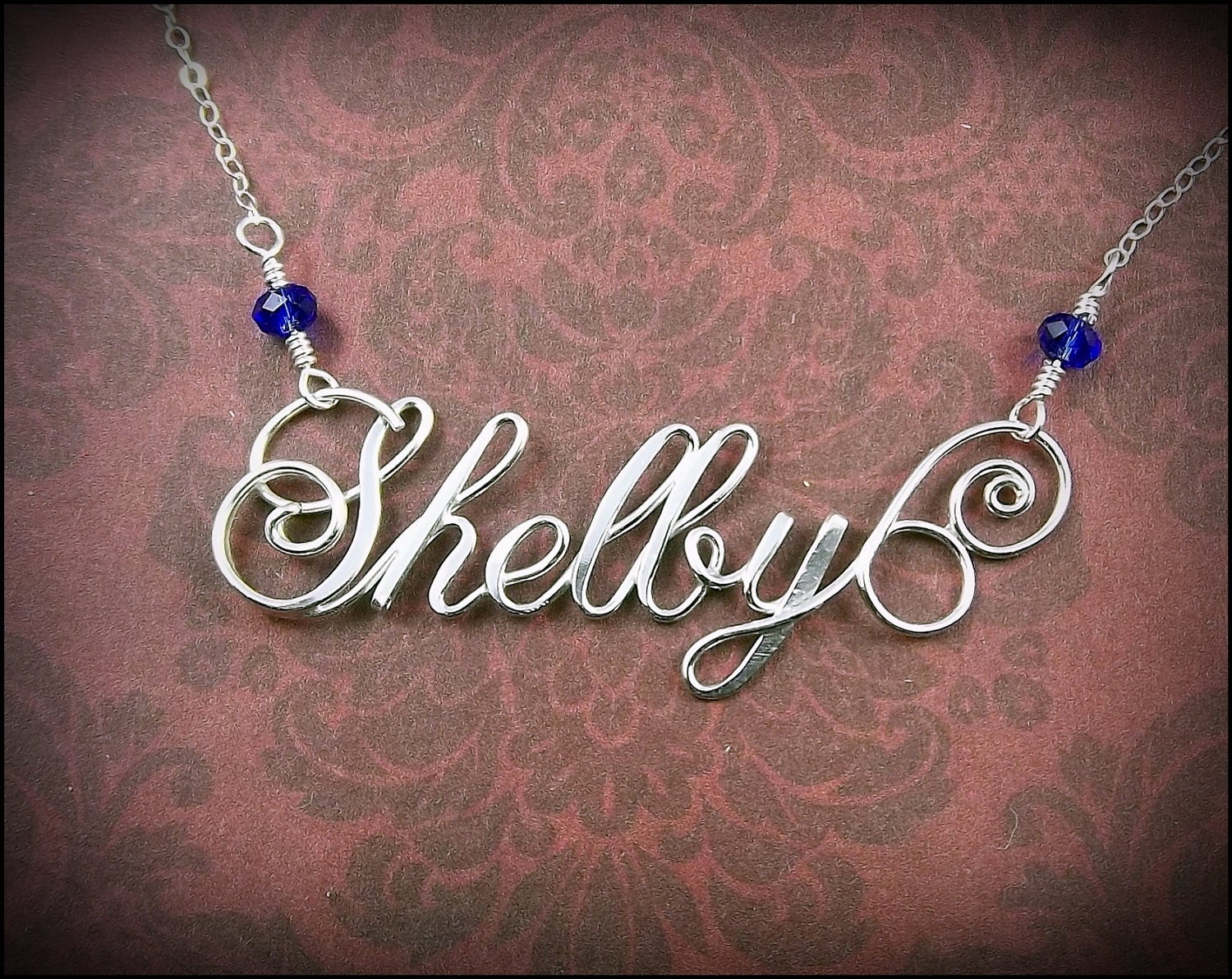 Personalized Name Necklace Sterling Silver Calligraphy Script  With Chain and Handmade Clasp