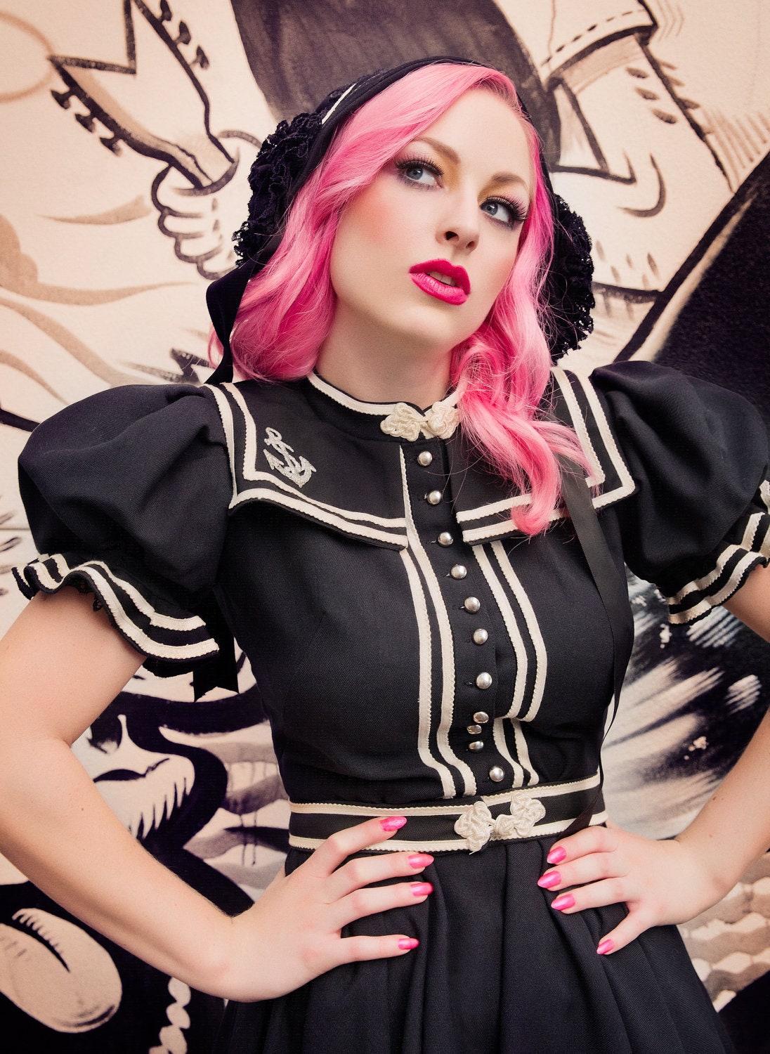 Cosplay Late Victorian Nautical Wool Sailor Bathing Suit by Janice Louise Miller