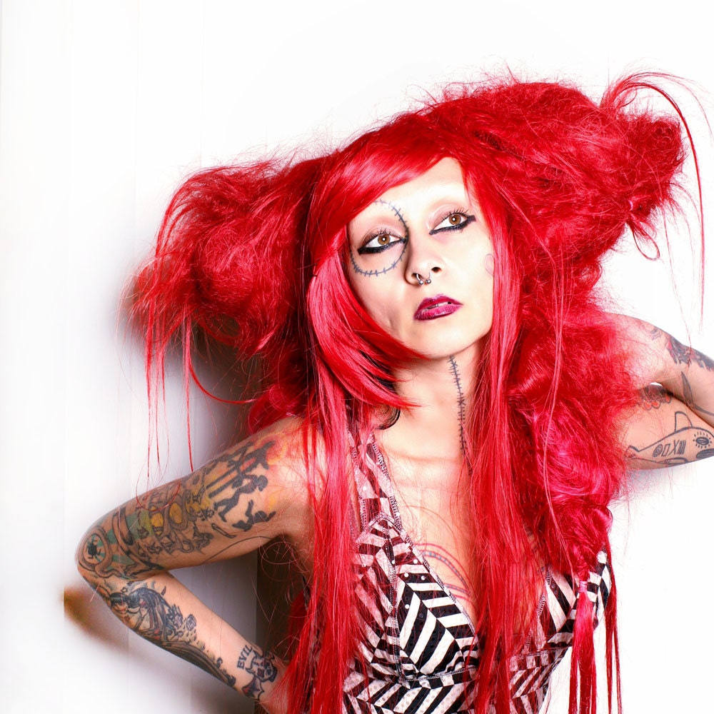 Long Red Wig,  Costume Party, Fortune Tellers Gothic Vampire cosplay steampunk
