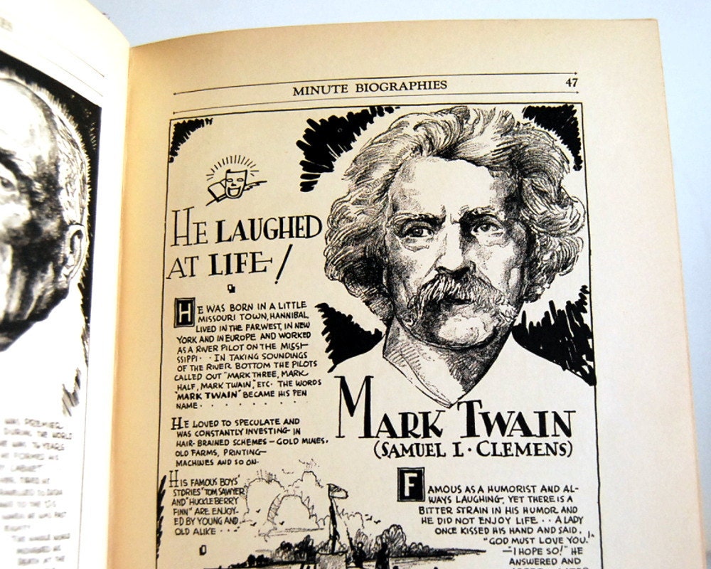 Vintage Book Minute Biographies 1931 Comic Book Nisenson and Parker