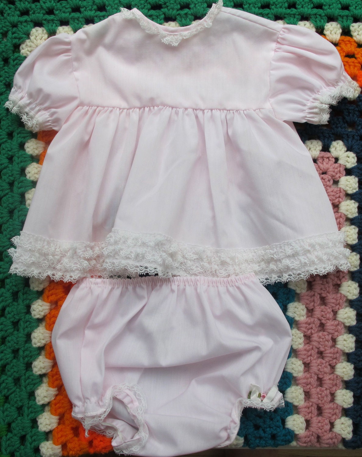PInk 70s Dress and Diaper Cover 6-9 Months