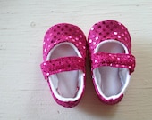 Fuschia sequin pink SWAG maryjane baby girl soft sole shoes toddler newborn velcro strap booties slippers non slip  shower gift