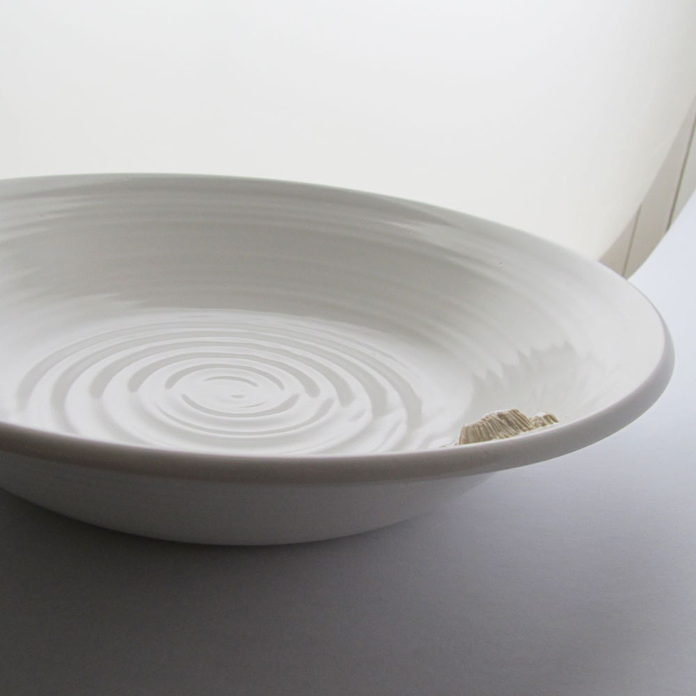 Large Serving Bowl in White with Barnacles