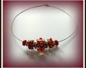 Red Lampwork and silver necklace
