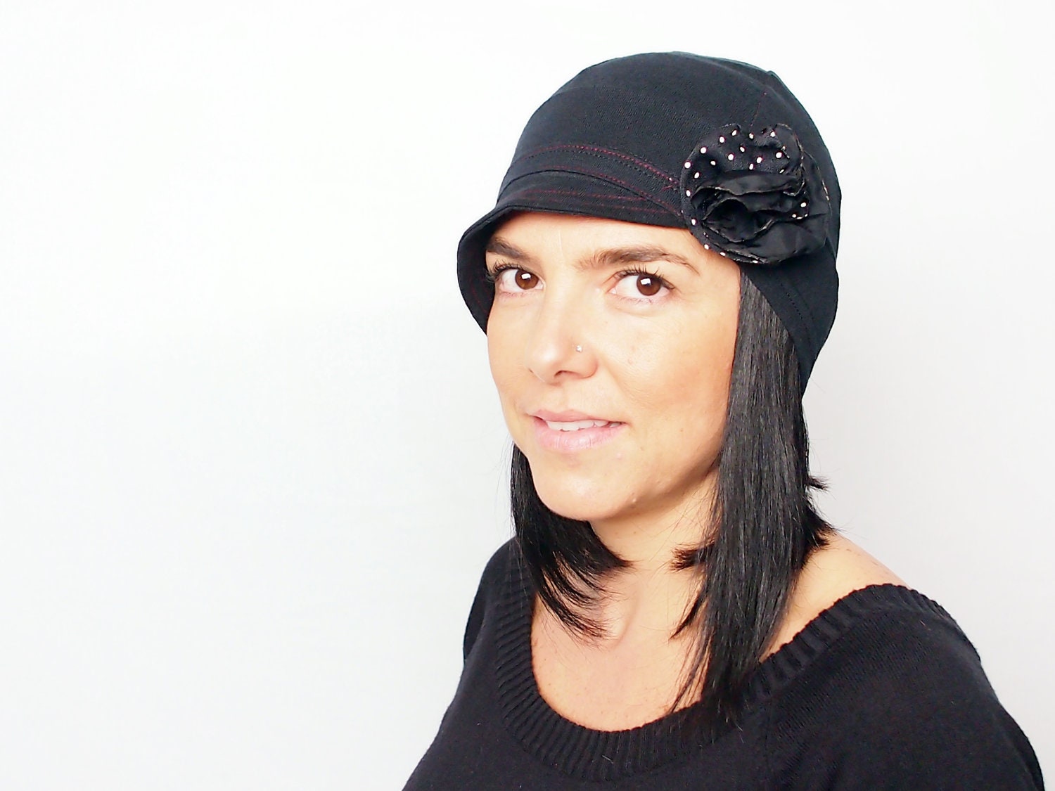 Black Bluebell hat. Comfy hat. Women accessories