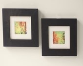 Framed Matted  Abstract Photographs, New England Landscapes, Fall Foliage Wall Decor, Red, Aqua