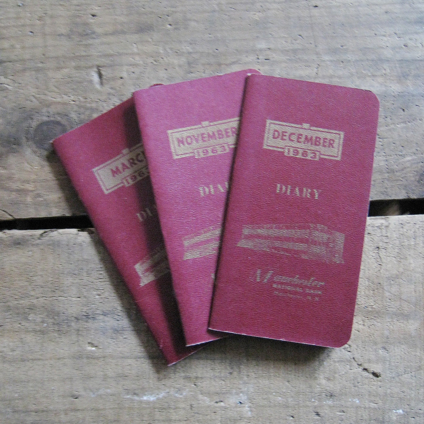 Vintage Notes Diary - Set of 3 Unused Diaries