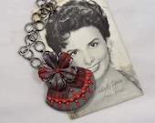Outstanding Polymer Clay Necklace in Silver, Red and Gun Metal Gray