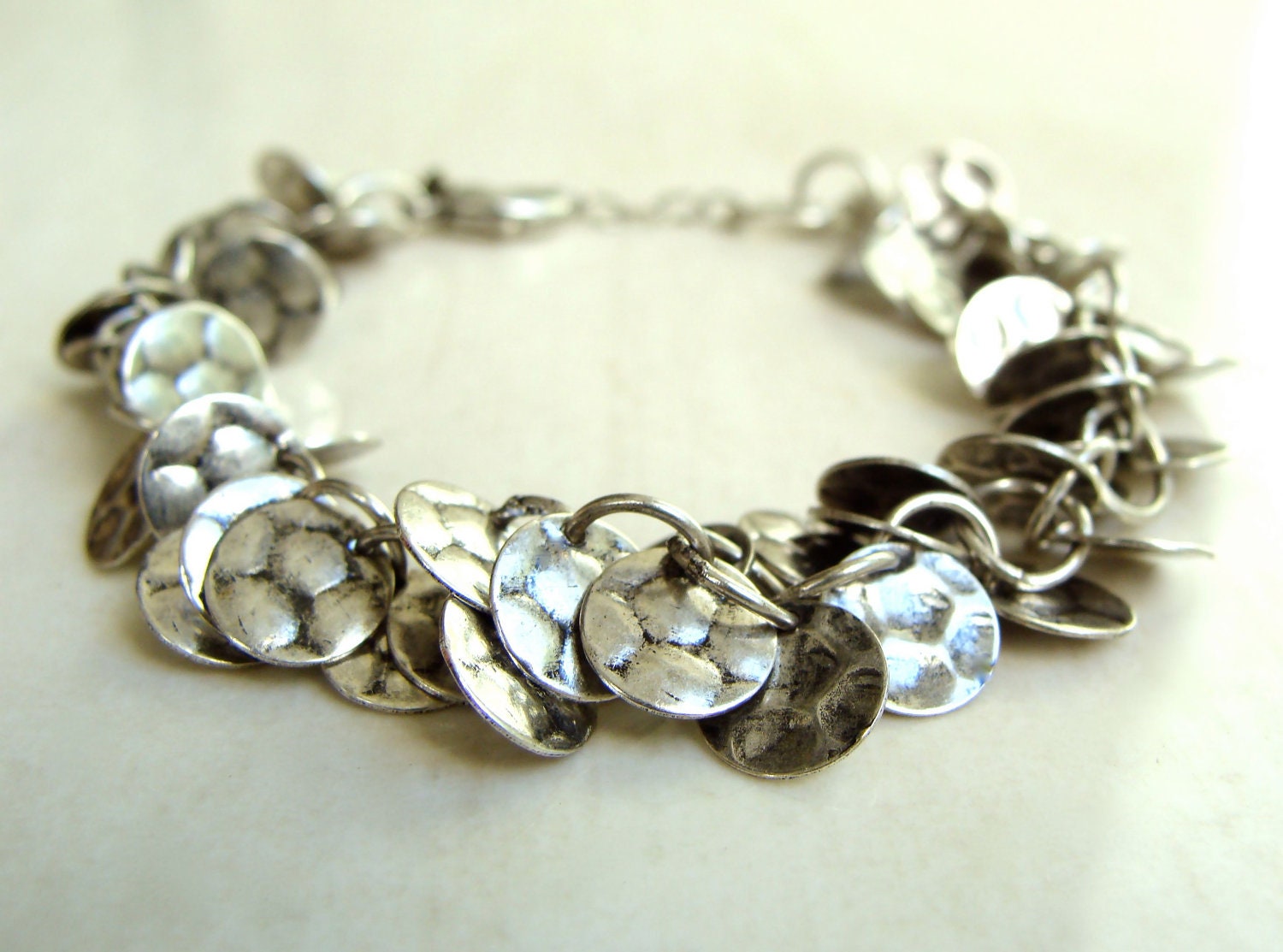 Amelia Bracelet with Hammered Silver Circle Charms