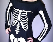Glow In The Dark skeleton off shoulder wiggle dress - custom handmade to order - halloween costume smarmyclothes