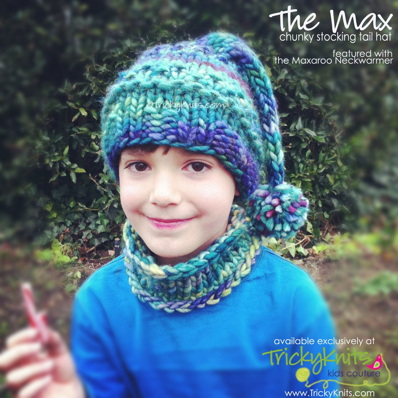 Boy Hat Kids Chunky Funky Handknit Stocking Tail Hat Great Photo Prop Childrens Hat or Kids Gift design your own