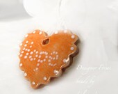 Handmade focal bead Tangerine Heart Focal Pendant Hand Sculpted