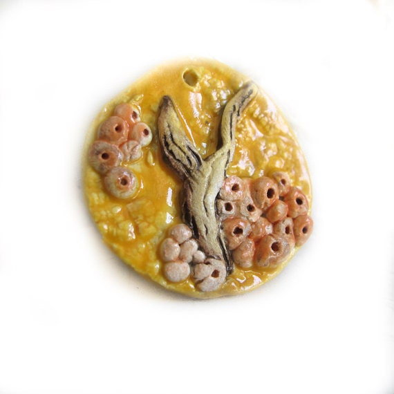 Handmade Ceramic Focal Bead  Harvest Barnacle Tide Pool Fall and autumn