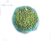 Handmade Ceramic Focal  Bead Aqua and Lime Designer pendant