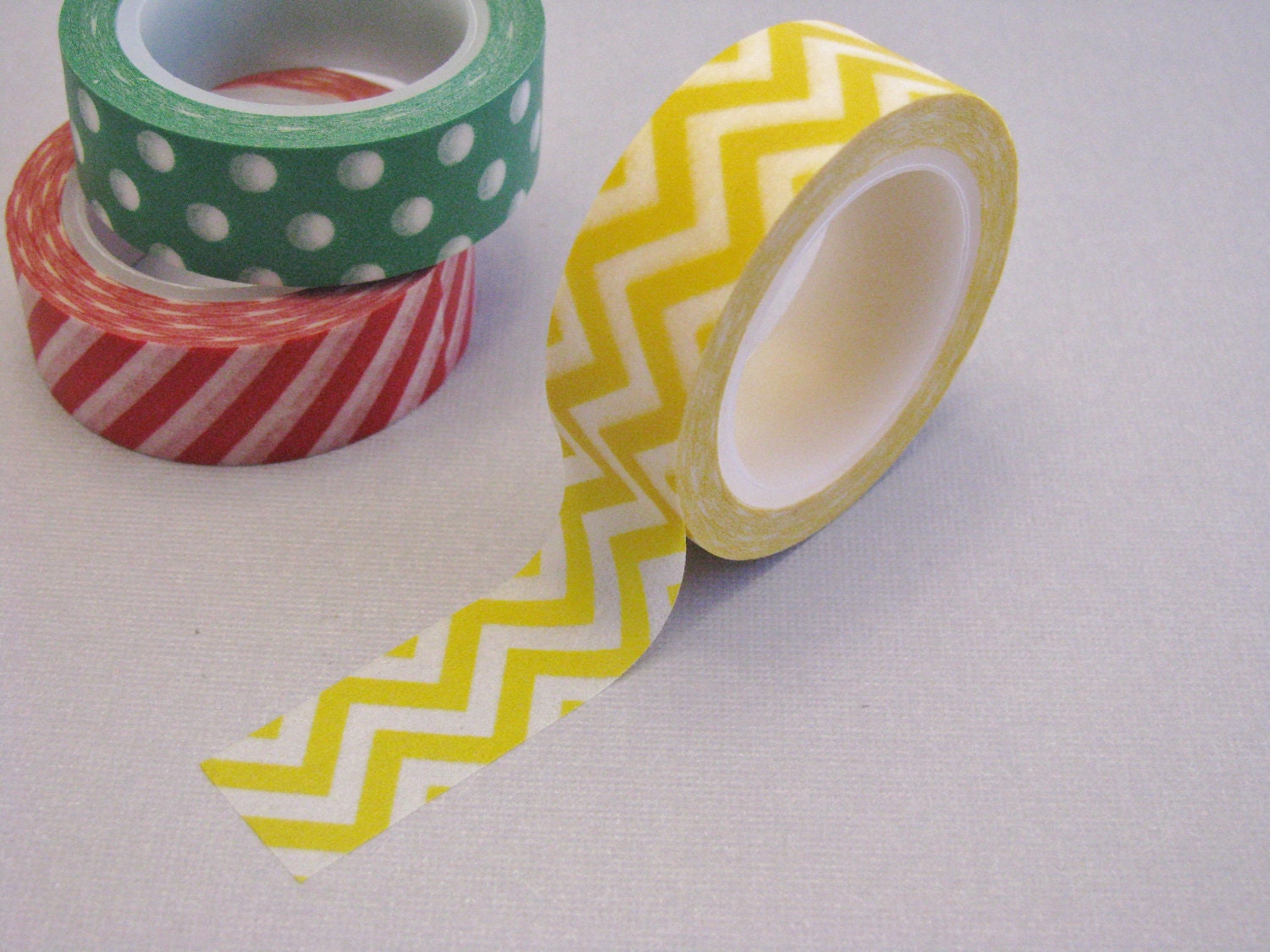 Washi Paper Tape Yellow and White Chevron Stripe