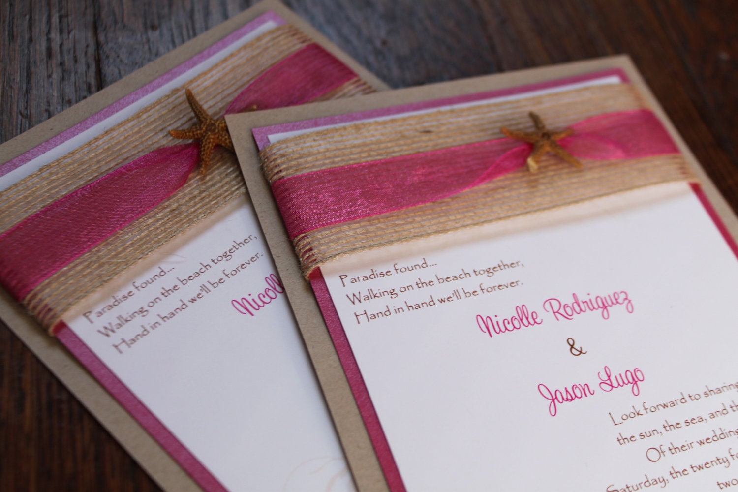 Beach Wedding Invitation, Seaside, Elegant Destination Wedding Invite with Starfish