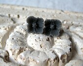 Gray Hydrangea Earrings, Gray Flower Stud Earrings