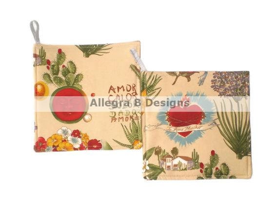 Pot Holders Viva Frida-Day of the Dead Set of 2 Rockabilly Kitchen Decor