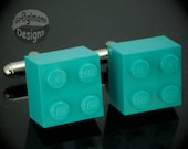 Teal Brick Cufflinks :) made with LEGO bricks