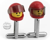 Red Space Smiley Cufflinks :) made with LEGO bricks