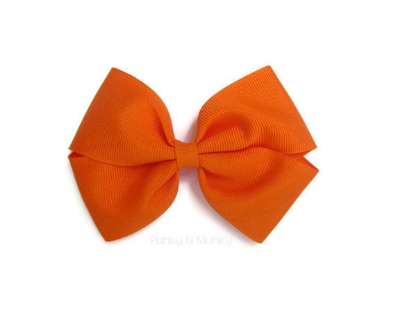 Orange Hair Bow Large 4 Inches
