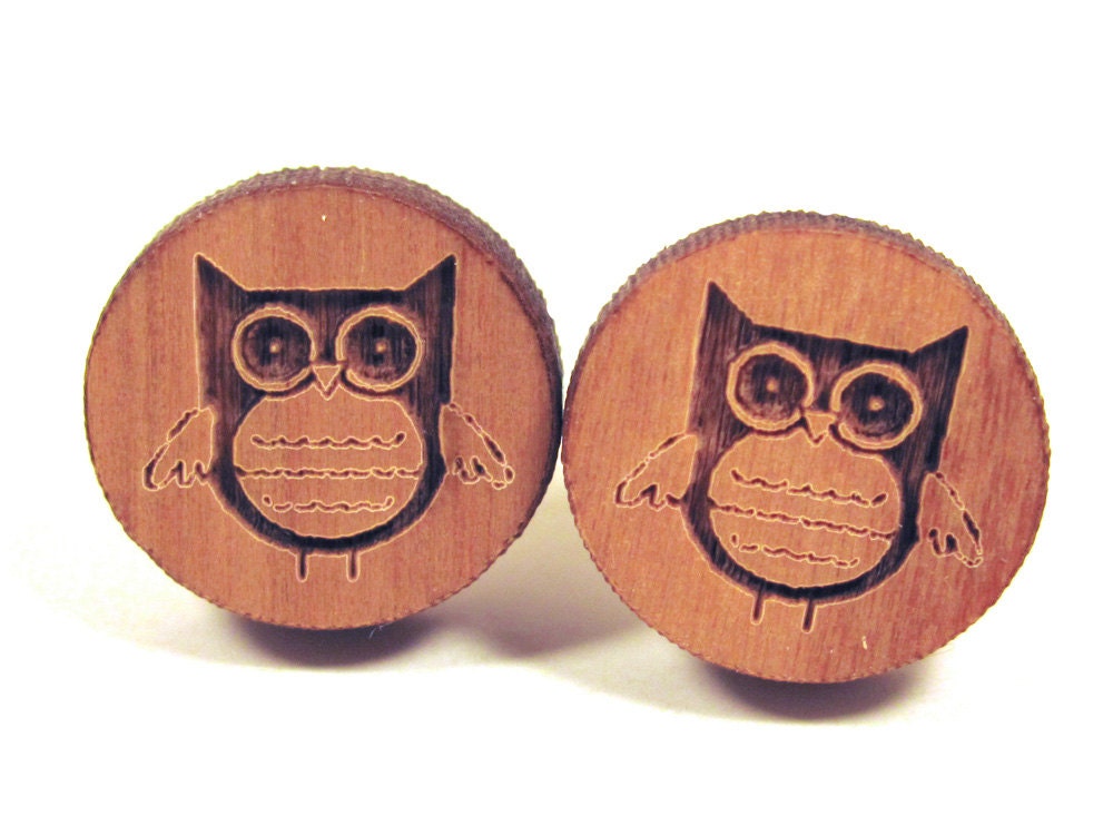 Owl Wooden Post Earring Studs