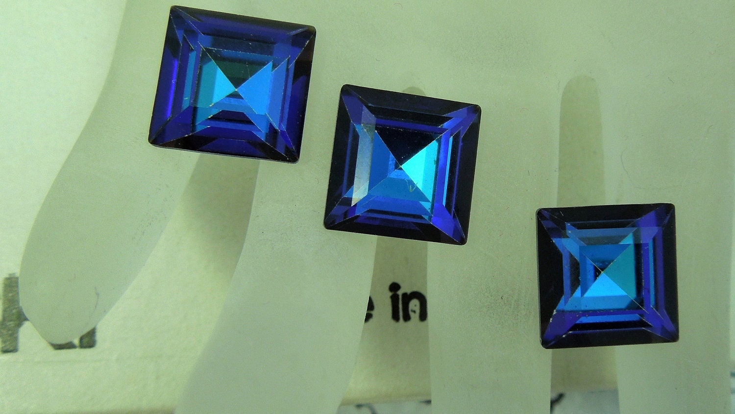 Vintage 12mm, Article 4410 Swarovski Bermuda Blue, Unfoiled Square Stones