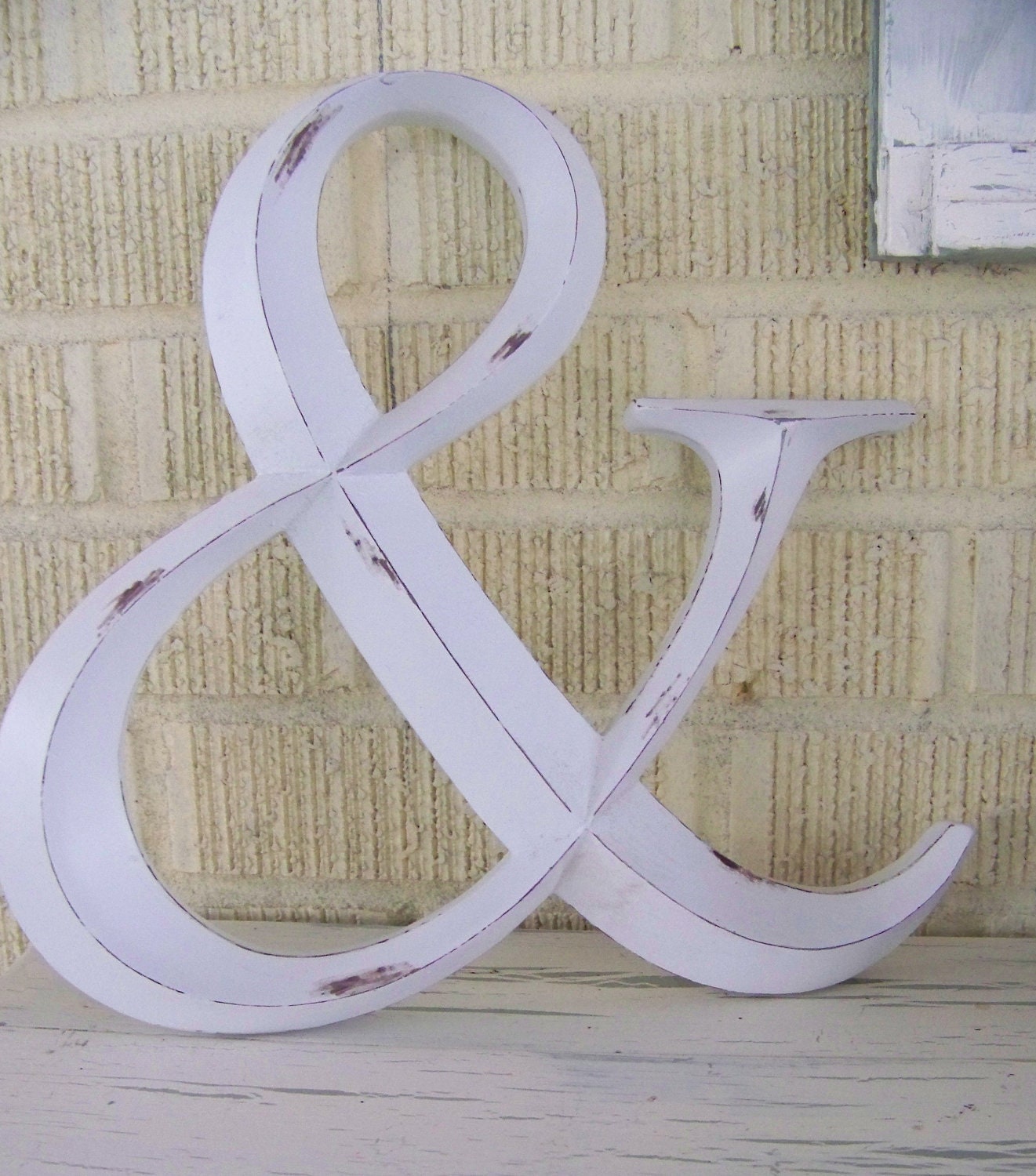Distressed White Painted Ampersand Symbol