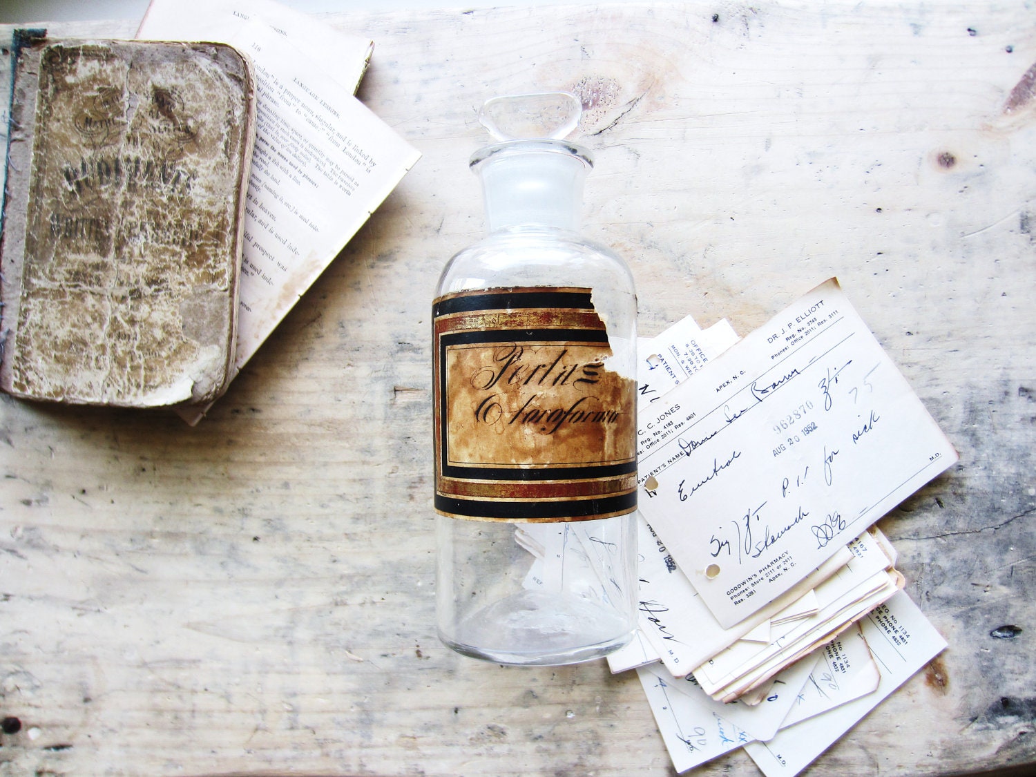 Antique Apothecary Jar Medical Mouth Blown