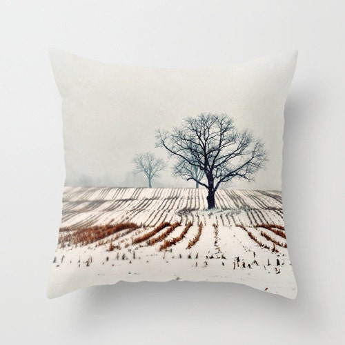 Pillow Cover, Photo Pillow, Winter Farm, Trees, Landscape Pillow, Home Decor,  Living Room, Bedroom, 16x16, 18x18, 20x20 - ellemoss