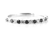14K Black and White Diamond Ring Anniversary Band Wedding Band Stackable Ring Custom March Birthstone Ring White Yellow Rose Gold