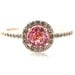14K Pink Tourmaline Ring Aquamarine Halo Custom Engagement Ring 14K White Yellow or Rose Gold Palladium