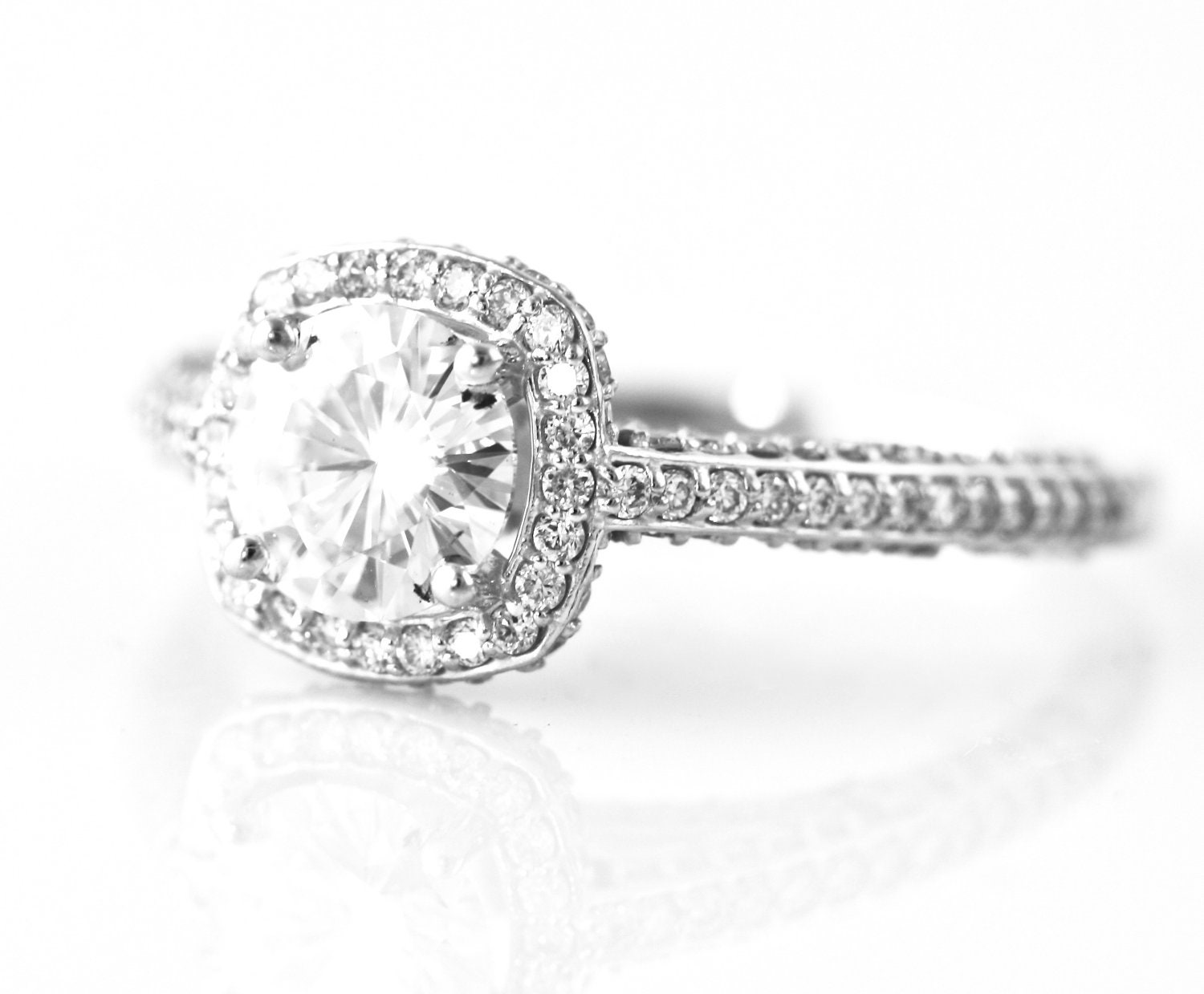 14K Moissanite Engagement Ring Diamond Halo Moissanite Ring Lab Diamond Alternative Conflict Free Custom