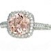 14K Morganite Engagement Ring Diamond Halo Setting Morganite Ring 14K 18K White Yellow Rose Gold Platinum Bridal Jewelry