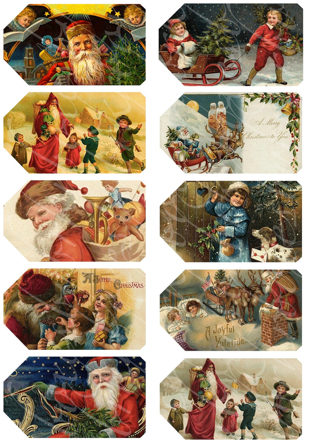 instant download of 30 Christmas tags gift tags, hangtags, digital collage sheets for paper crafts, printable images, 2" by 3.5" --  no. 421