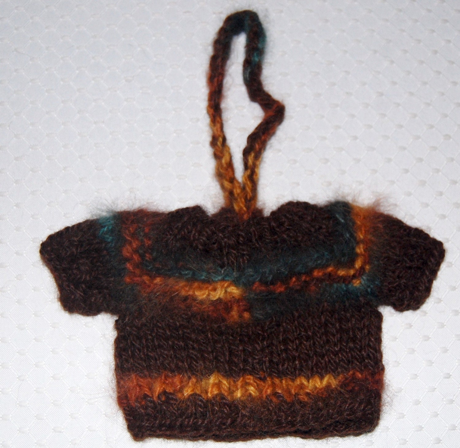 Christmas Ornament, Gift Tag, Hand Knit Mini Sweater, Keepsake, Handspun Alpaca Yarn and Angora Yarn, Sale