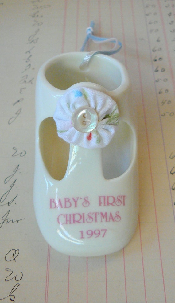 Porcelain Baby Shoe Ornament Baby's First By VintageJoysAndJewels