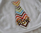 NeCK Tie Appliqued Bib for baby boy Personalized with monogram at the bottom of tie