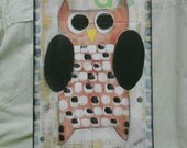 Red Owl -  original mixed media - WALL HANGING