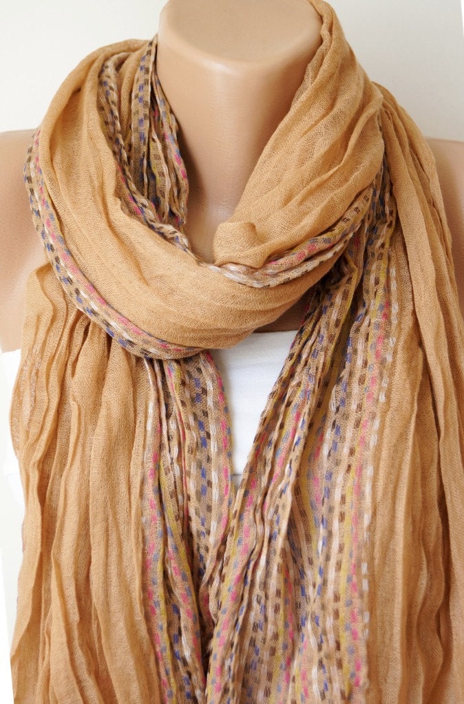 Unisex Scarf, Cotton Scarf, Viscone Scarf mix with plaid desing