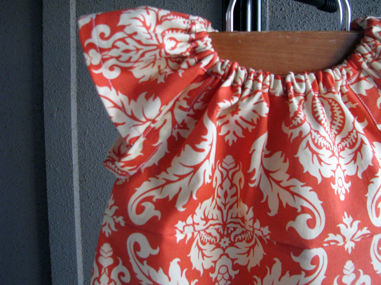 Dress damask orange Spring girl baby toddler 0-3, 3-6, 6-12, 12-18, 18-24, 2T, 3T, 4T, 5T 6  summer